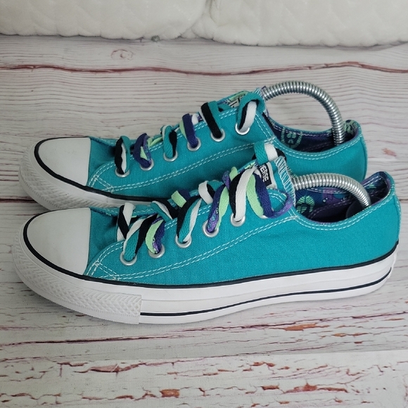 CONVERSE Teal Canvas Sneakers With Multi Laces Women's Size 8 - Picture 7 of 7
